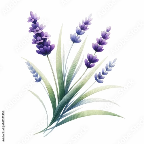 Watercolor lavender clipart with delicate purple flowers and green stems. watercolor illustration  Purple summer flower. Vintage garden. Botanical clipart. Hand painted illustration for greeting card.