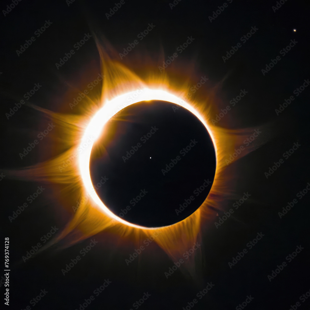 Naklejka premium Solar Eclipse. The moon moving in front of the sun.