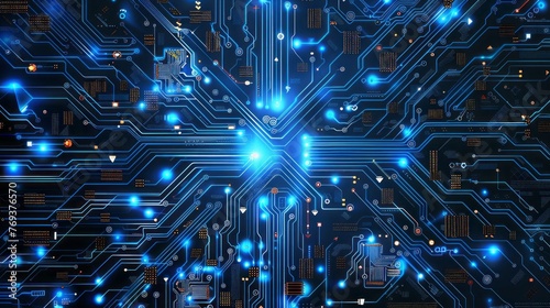 Futuristic electronic circuit technology: abstract 2d illustration