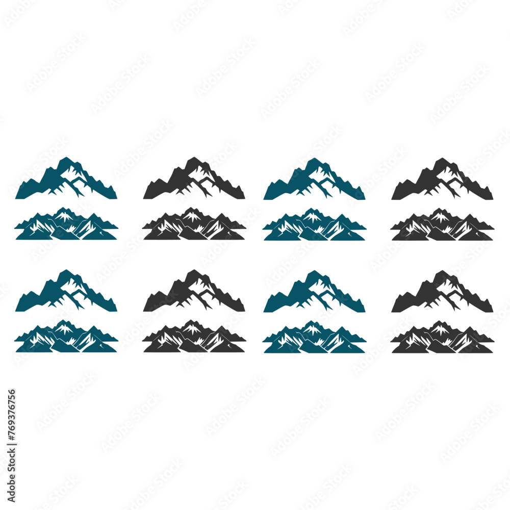 Fototapeta premium mountain silhouette , set of blue rocky mountain silhouette. bundle vector.