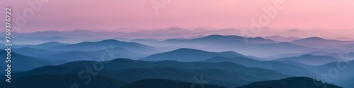 A birds eye view of a majestic mountain range under blushing pink skies at dawn, background, wallpaper, banner, copy space