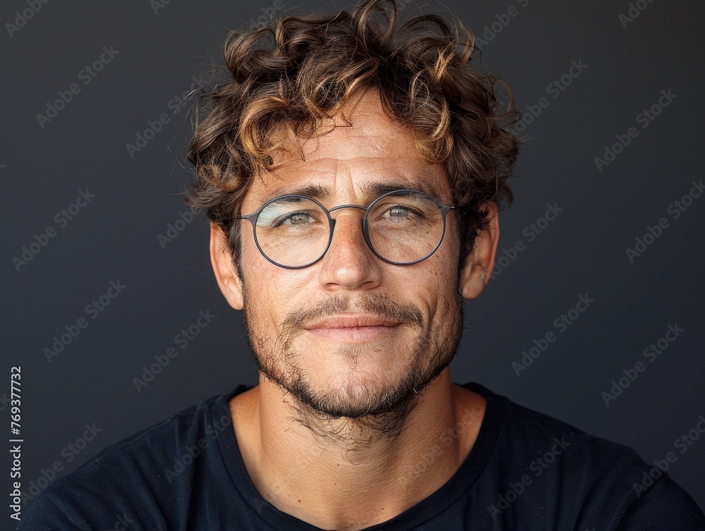 Person with glasses in close-up view Person with glasses in close-up view