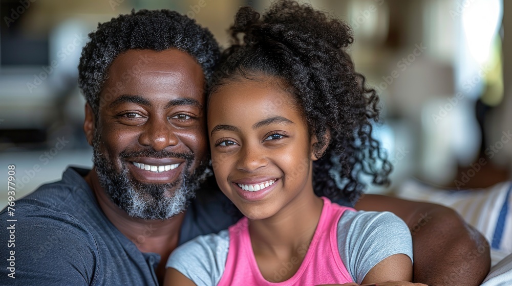A man and a little girl smiling directly at the camera A man and a little girl smiling directly at the camera