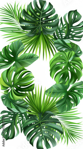 A drawing of a bunch of green leaves with a white background. The leaves are large and spread out, creating a sense of abundance and growth. Scene is one of nature and vitality
