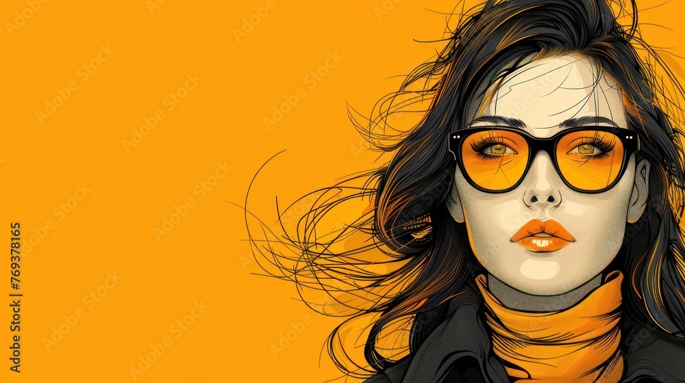 A painted portrait of a woman wearing glasses A painted portrait of a woman wearing glasses