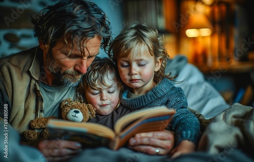 A father reading a bedtime ...
