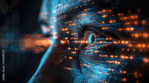 Eye of futuristic and Innovative Imagery AI and Automation use of artificial intelligence and automation in business processes, People's Euphoria or Panic in the Face of Rapidly Evolving Information