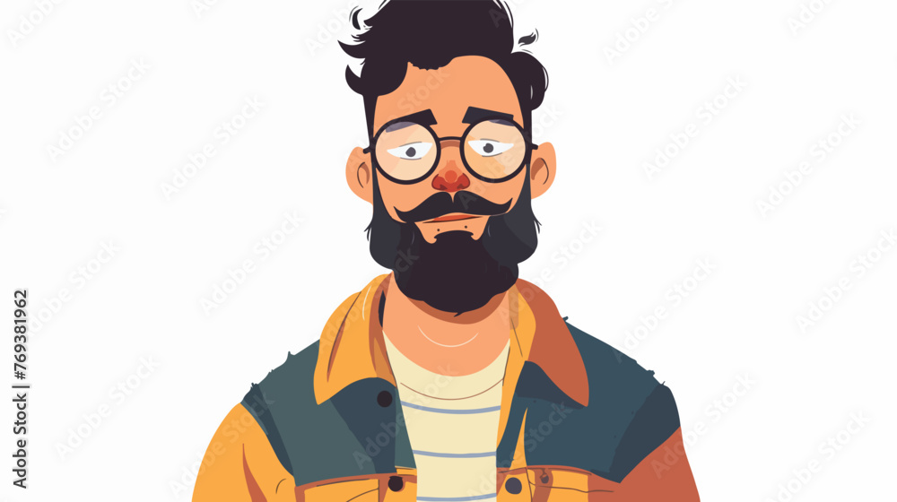 Isolated hipster man cartoon design flat cartoon 