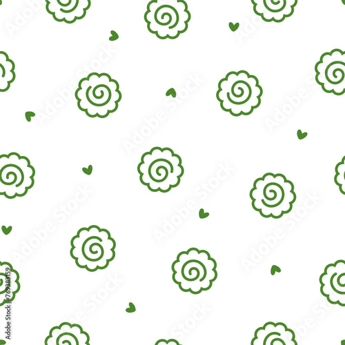 Seamless pattern with green outline narutomaki.