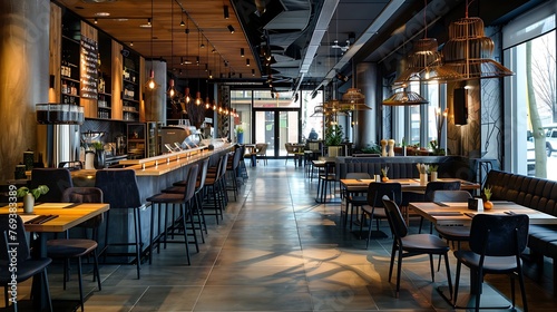 Interior design of a modern restaurant