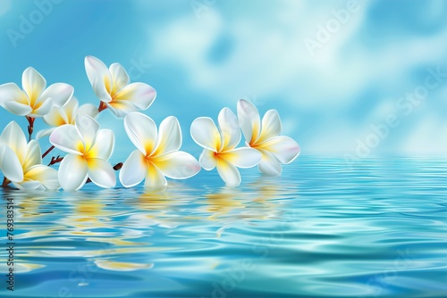 frangipani flower on water
