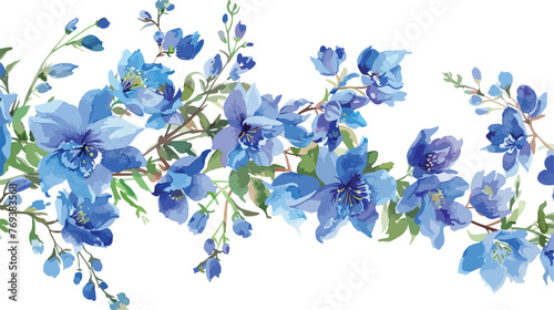 Fototapeta Naklejka Na Ścianę i Meble -  Delphinium Floral watercolor Flat vector