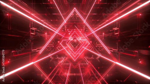 Vibrant neon red abstract geometric background - bold and eye-catching design for modern digital projects and visual content creation © touseef