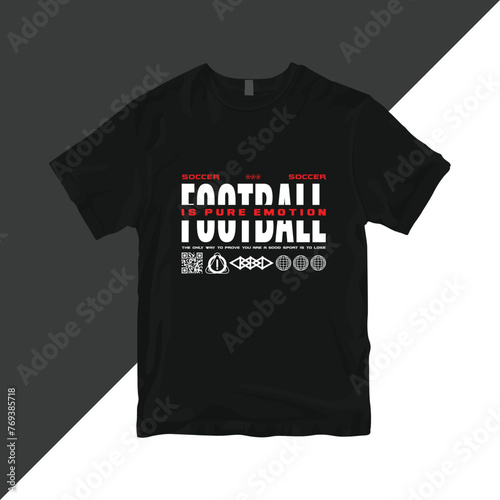 Football Is Pure Emotion. Minimalist Typography Vector T-Shirt Design. (ID: 769385718)