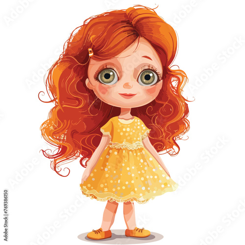 Red Haired Little Girl Clipart clipart isolated on white background 