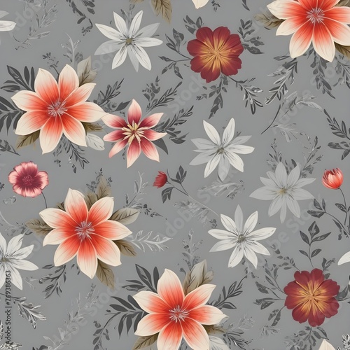  All Over Flower Digital Printed pattern Digital textile design hand draw motifs beautiful flowers 