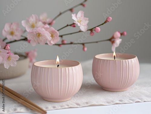 Scented candles and sakura blossoms