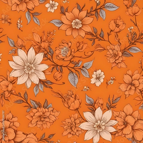  All Over Flower Digital Printed pattern Digital textile design hand draw motifs beautiful    flowers 
