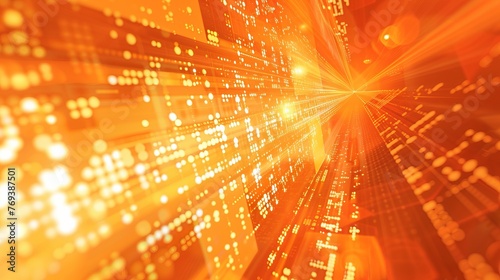 Vibrant abstract orange technology background with futuristic design elements for digital projects, web graphics, and innovation concepts