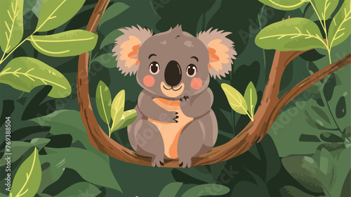 Fototapeta Naklejka Na Ścianę i Meble -  Koala animal cartoon flat cartoon vactor illustration