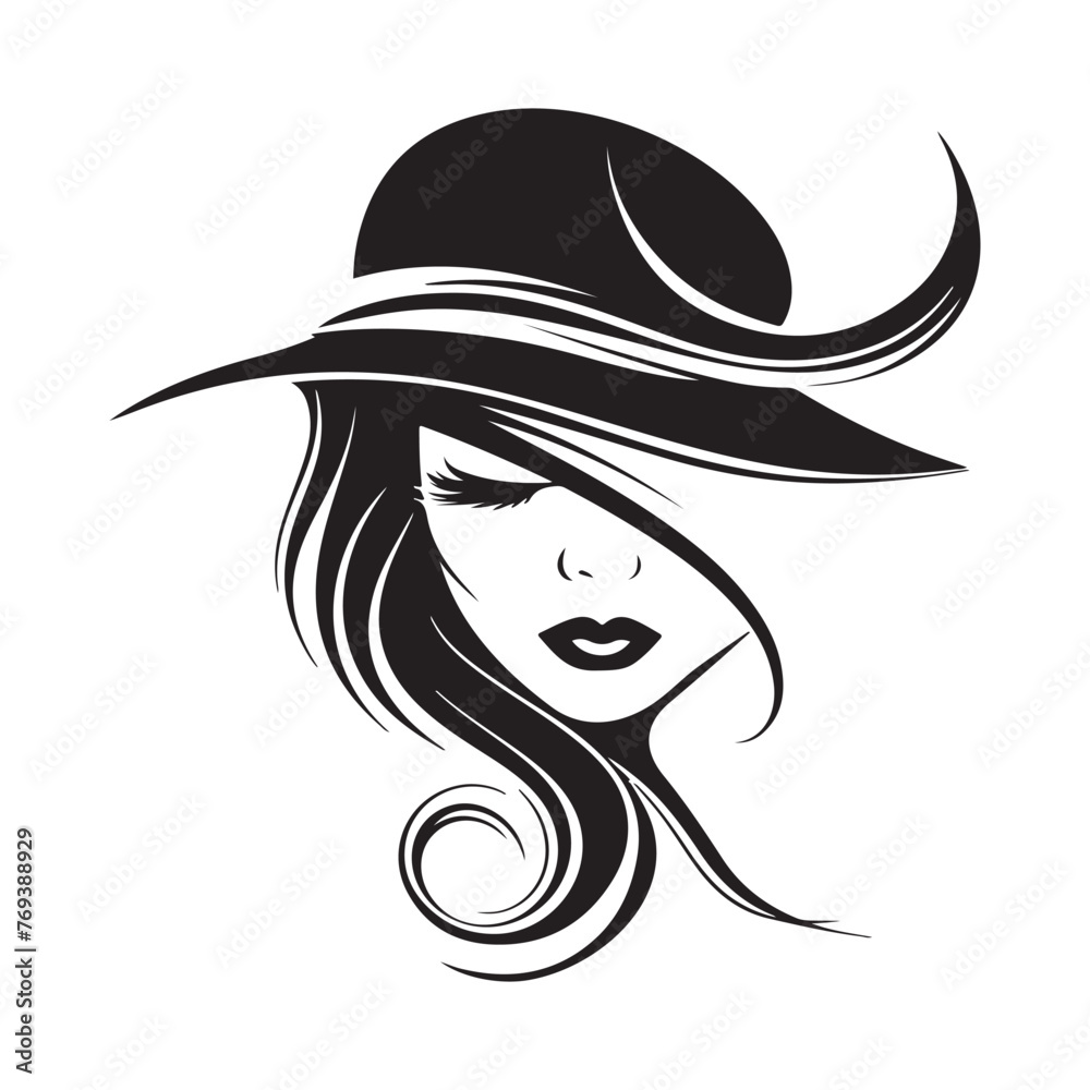 Beautiful woman with hat. vector fashion illustration
Beautiful woman with hat. vector fashion illustration