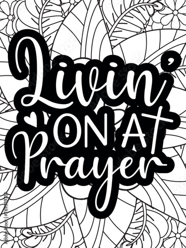 Christian Jesus Quotes Flower Coloring Page Beautiful black and white illustration for adult coloring bookt