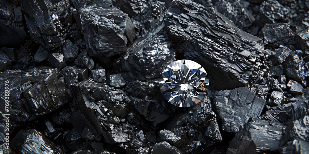 Diamond in amongst pieces of Coal.  generative ai 