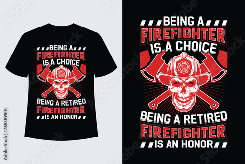 Firefighter colorful label template with fireman skull in helmet and crossed axes
