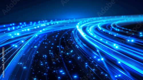 Futuristic blue light streak background  fiber optic speed lines for 5g 6g tech  high-speed internet abstract vector design