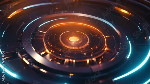 background with glowing futuristic technology circles footage photo