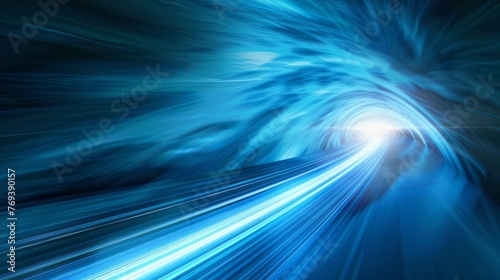 Dynamic blue technology: abstract motion background with speeding light effects
