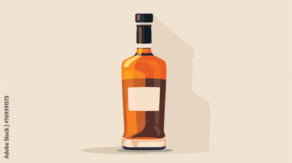 Liquor bottle image flat cartoon vactor illustration