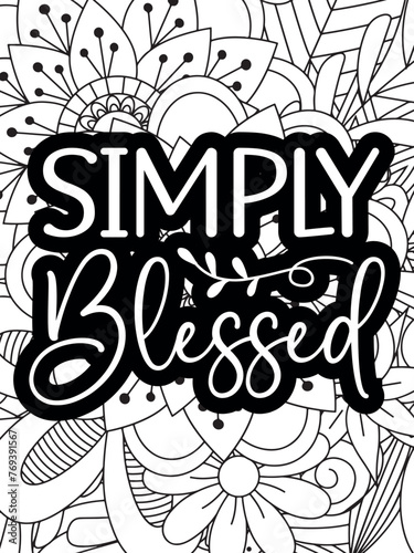 Christian Jesus Quotes Flower Coloring Page Beautiful black and white illustration for adult coloring bookt