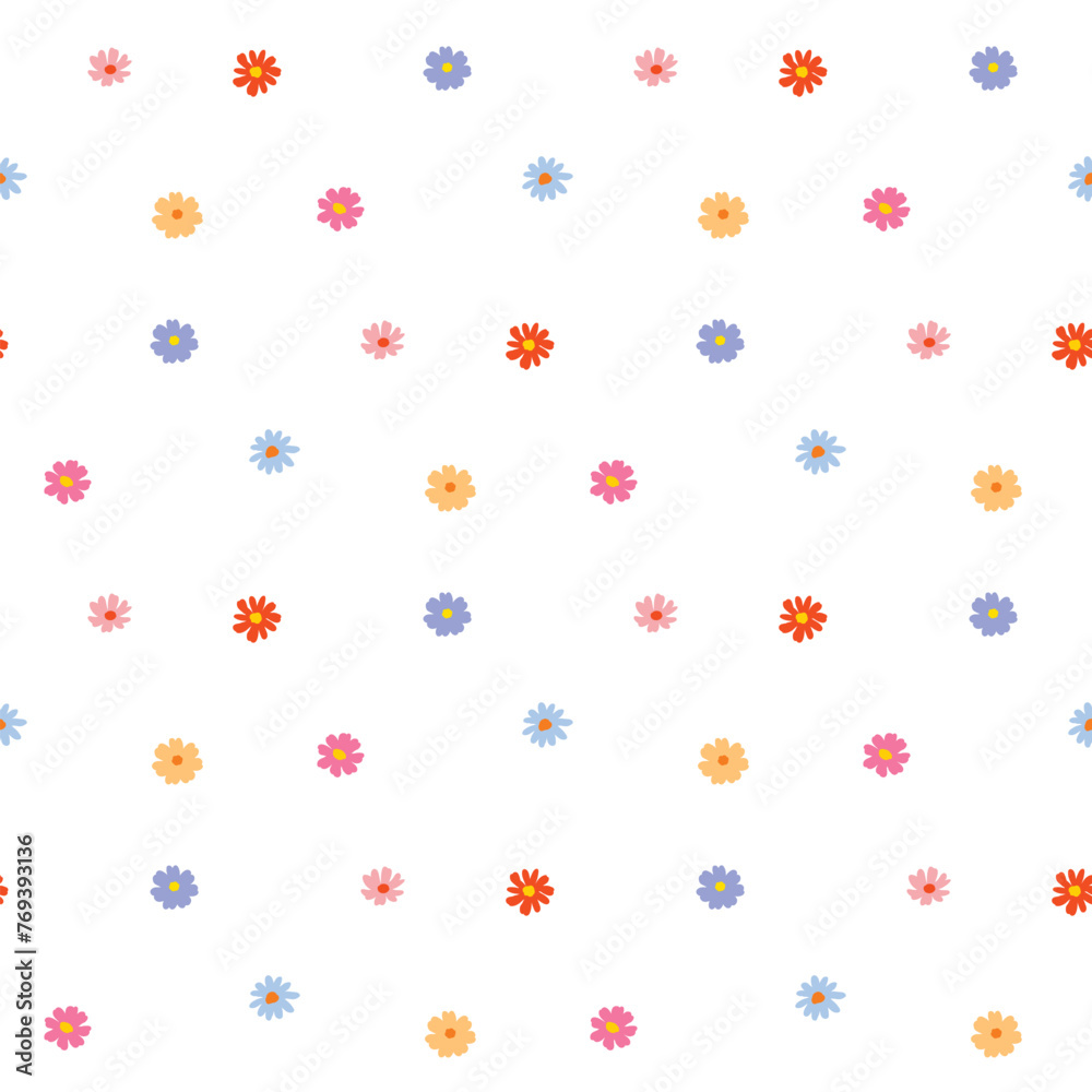 Seamless Pattern with Flower Design on White Background
