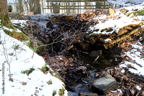 Landscape in Winter at the Stream Bohlenbach in the Town Walsrode, Lower Saxony