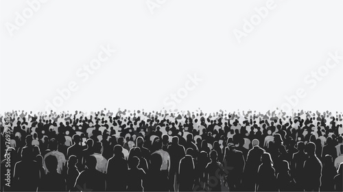 A black and white photo capturing a large crowd 
