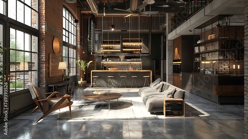 Modern office interior in loft industrial style