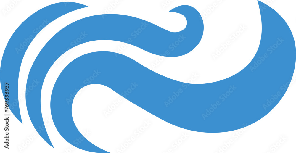 Blue wave icon in fill flat style. Wave illustration sign can be used for web, mobile app. Ocean symbol. Water sea element, Ocean liquid curve flowing swirl storm isolated on transparent background.

