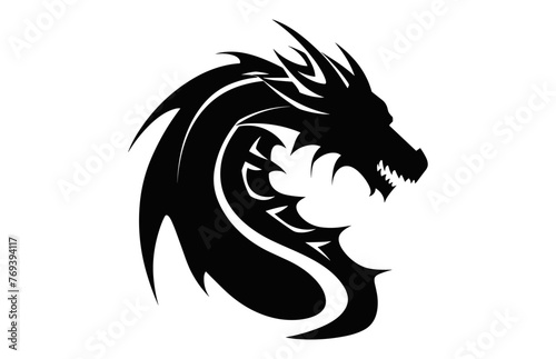 Dragon s head Silhouette vector isolated on a white background