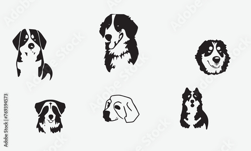 Illustration Bernese Shepherd dog Black icon design EPS 10 And JPG