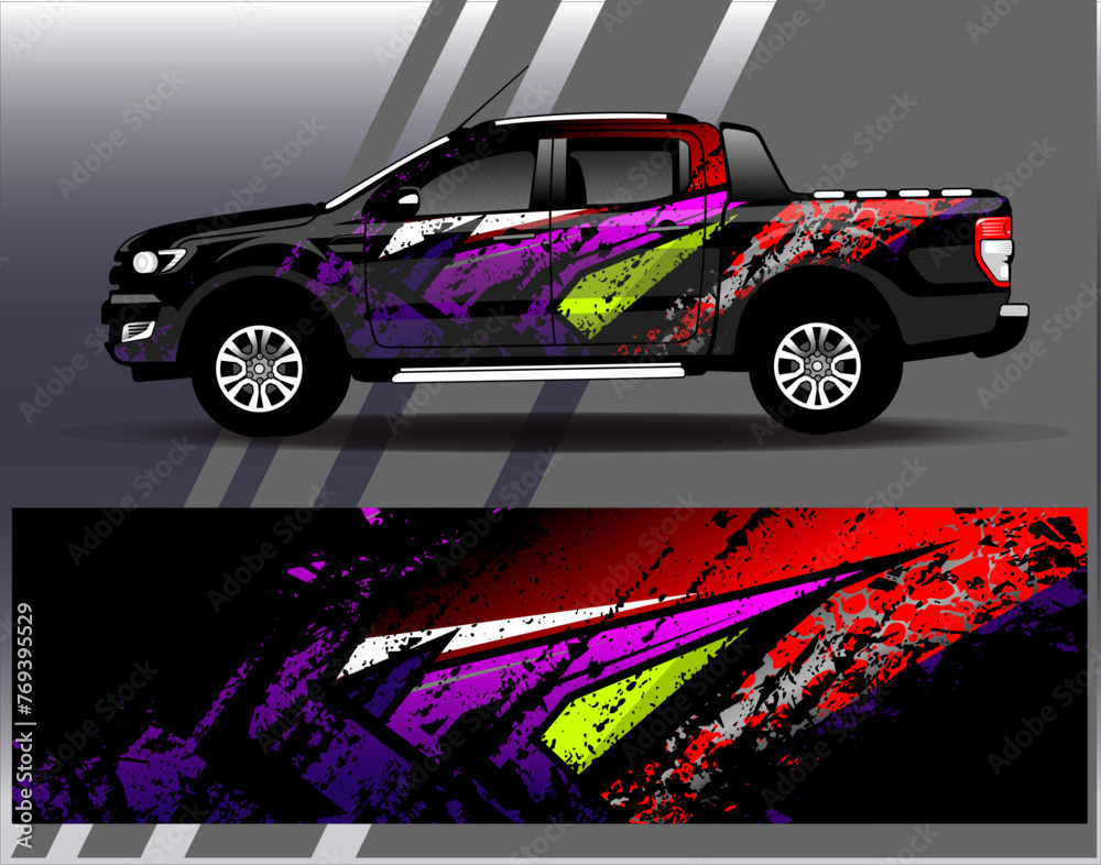 Car wrap design vector.Graphic abstract stripe racing background designs for vehicle, rally, race, adventure and car racing livery Car wrap design vector.Graphic abstract stripe racing background designs for vehicle, rally, race, adventure and car racing livery