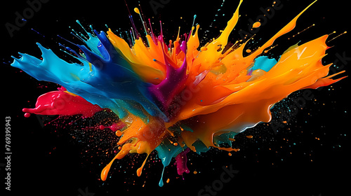 Abstract splash of paint liquid, bright colors © Derby
