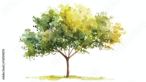 Arbor watercolor Flat vector isolated on white background