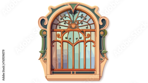 Art Nouveau Window Flat vector isolated on white background