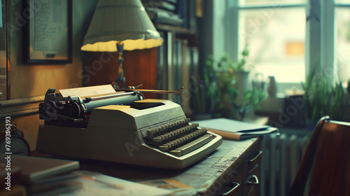 A tiny, tuckedaway study where a parsimonious writer crafts stories of epic adventures on a vintage typewriter  photo