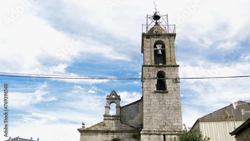 Establishing front view of Church of Santa marina de xinzo photo