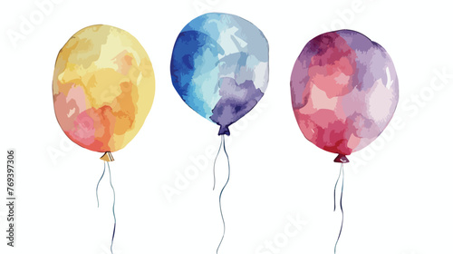 Balloons Watercolor P Flat vector isolated on white background