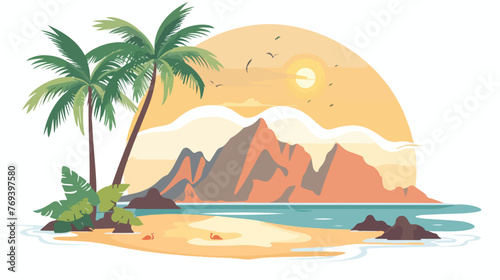 Beach . Flat vector isolated on white background 