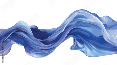 Beautiful flowing fabric flying in the wind. Blue wave