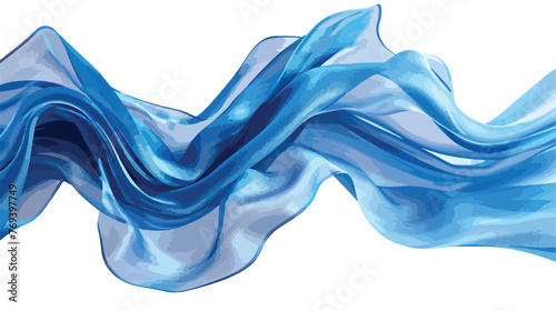 Beautiful flowing fabric flying in the wind. Blue wave